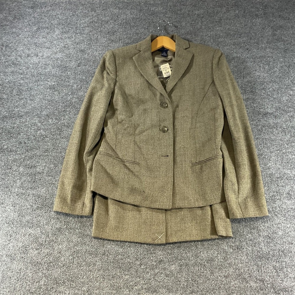 Ann Taylor NWT Wool Herringbone Skirt Suit Blazer Set Brown Tan Size 8 79267700